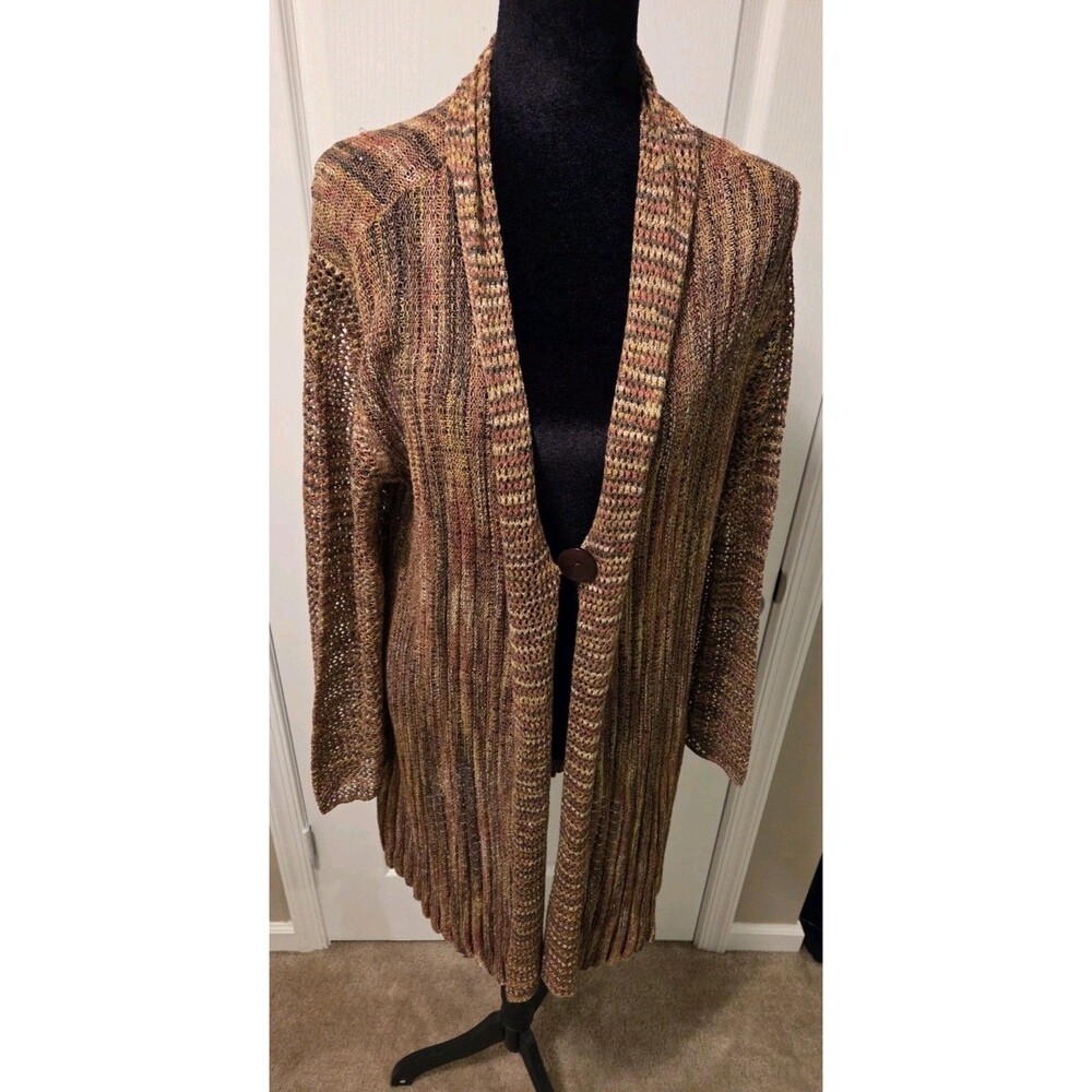 NWT HV Spice Space-Dye One-Button Longline Cardigan - Size XL
